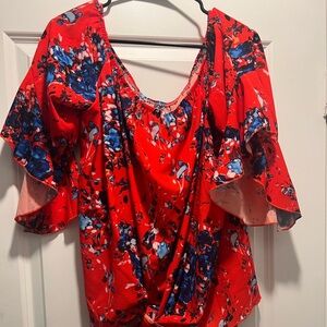 Floral Red Women's Top